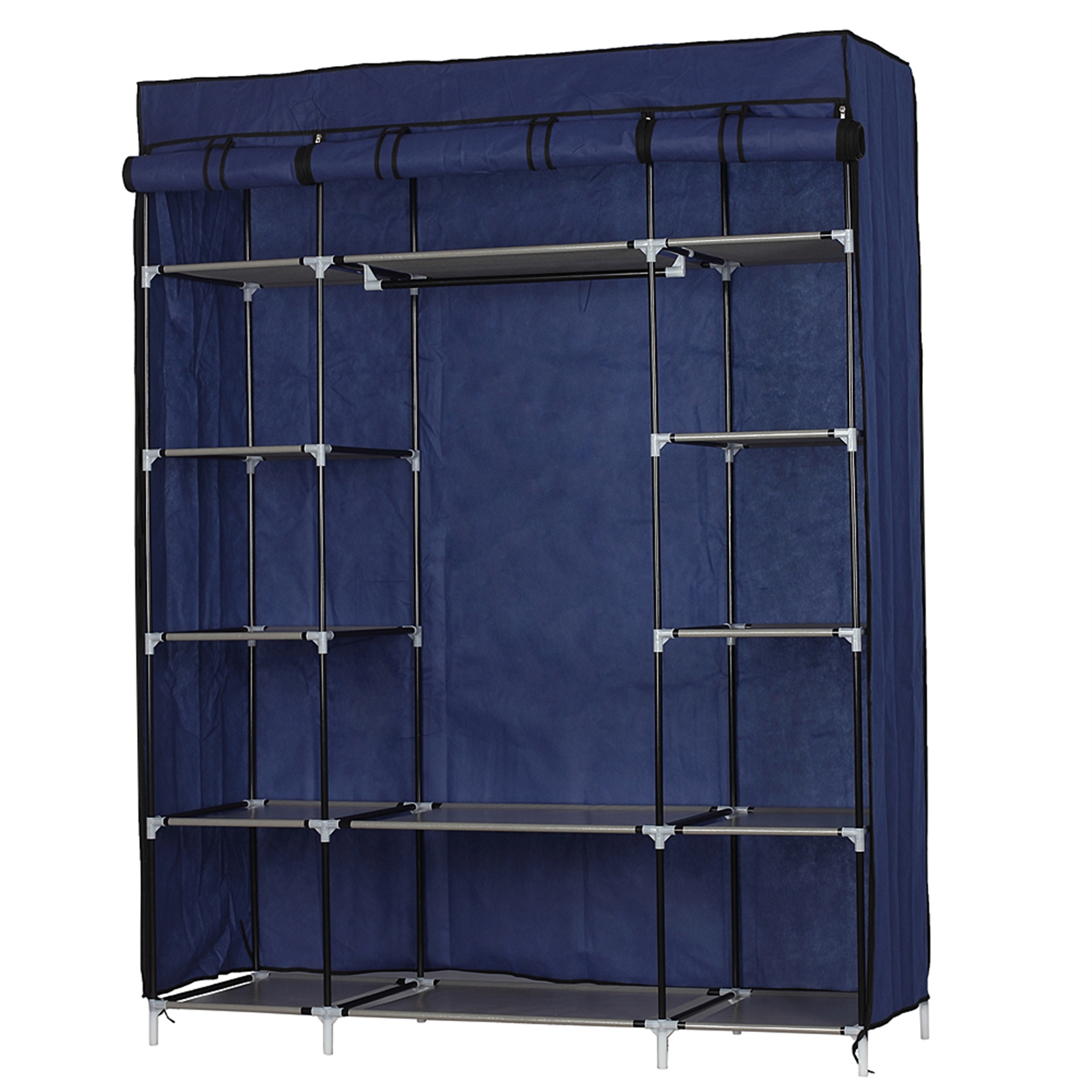 5-layer-12-compartment-non-woven-fabric-wardrobe-portable-closet-navy-133x46x170cm