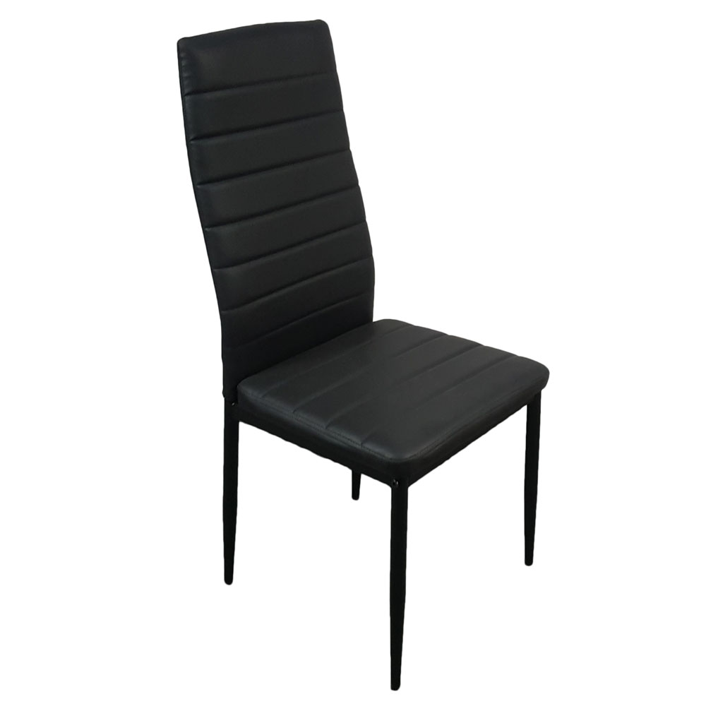 rectangle-tempered-glass-dining-table-with-nine-block-box-pattern-black-and-4pcs-elegant-assembled-stripping-texture-high-backrest-dining-chairs-black