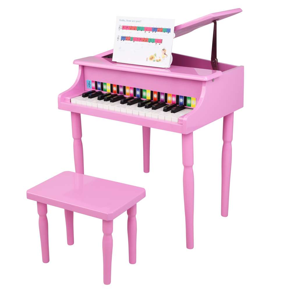 wooden-toys-30-key-children-s-wooden-piano-four-feet-with-music-stand-mechanical-sound-quality-pink