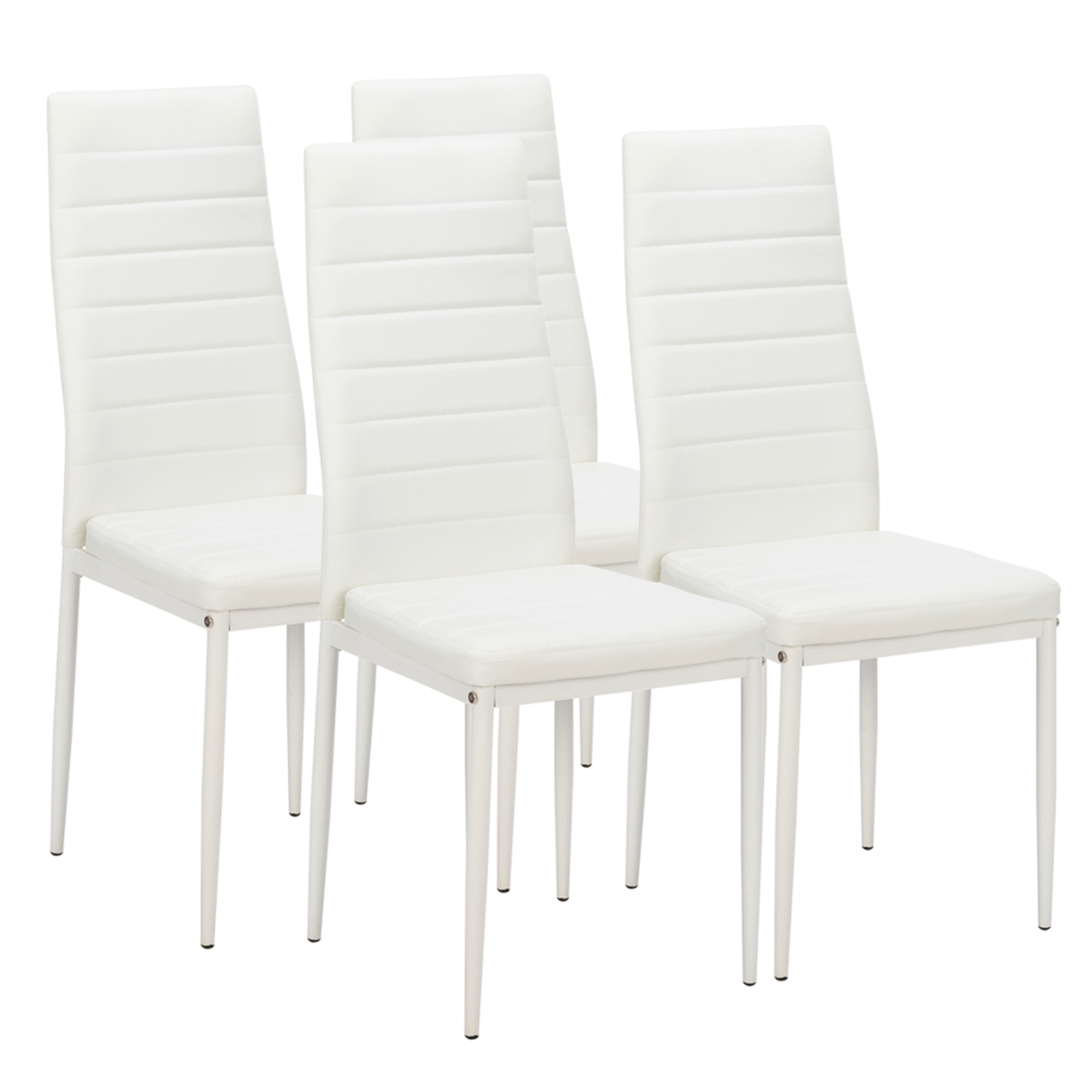 4pcs-elegant-assembled-stripping-texture-high-backrest-dining-chairs-white